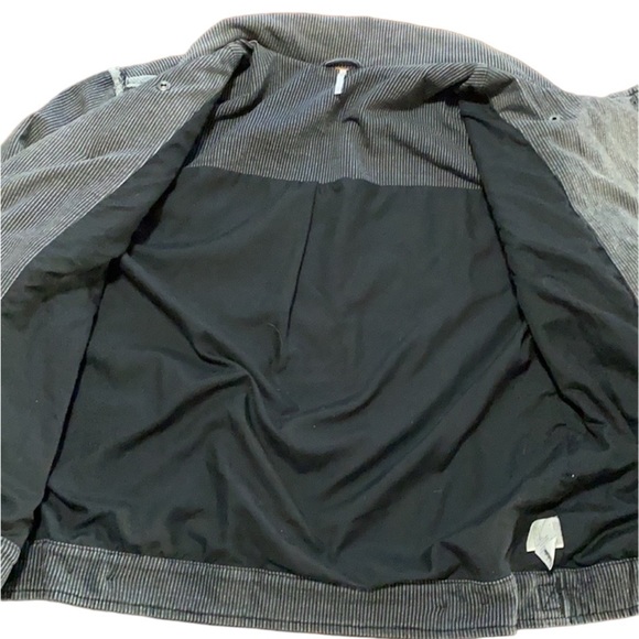 Free People Jacket oversized Moto Railroad Conductor Pinstripe knit bomber black - Picture 6 of 10